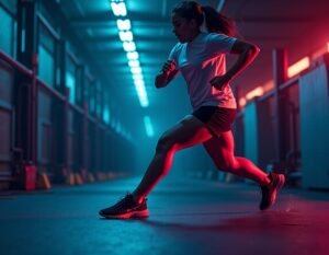 A runner wearing a smartwatch, symbolizing the use of sports and fitness wearables to track athletic performance. Featured at WearableGearTrends.com.